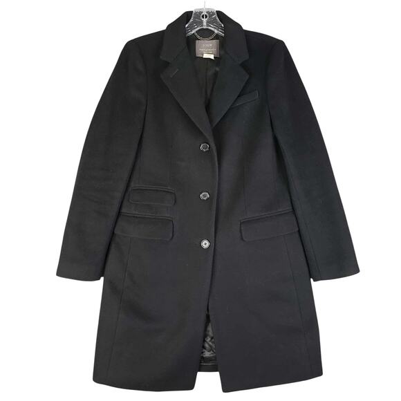 J Crew Coat Peacoat Black Wool Thinsulate Nelly Gori Womens Size 6 Button Flaw - Picture 3 of 11